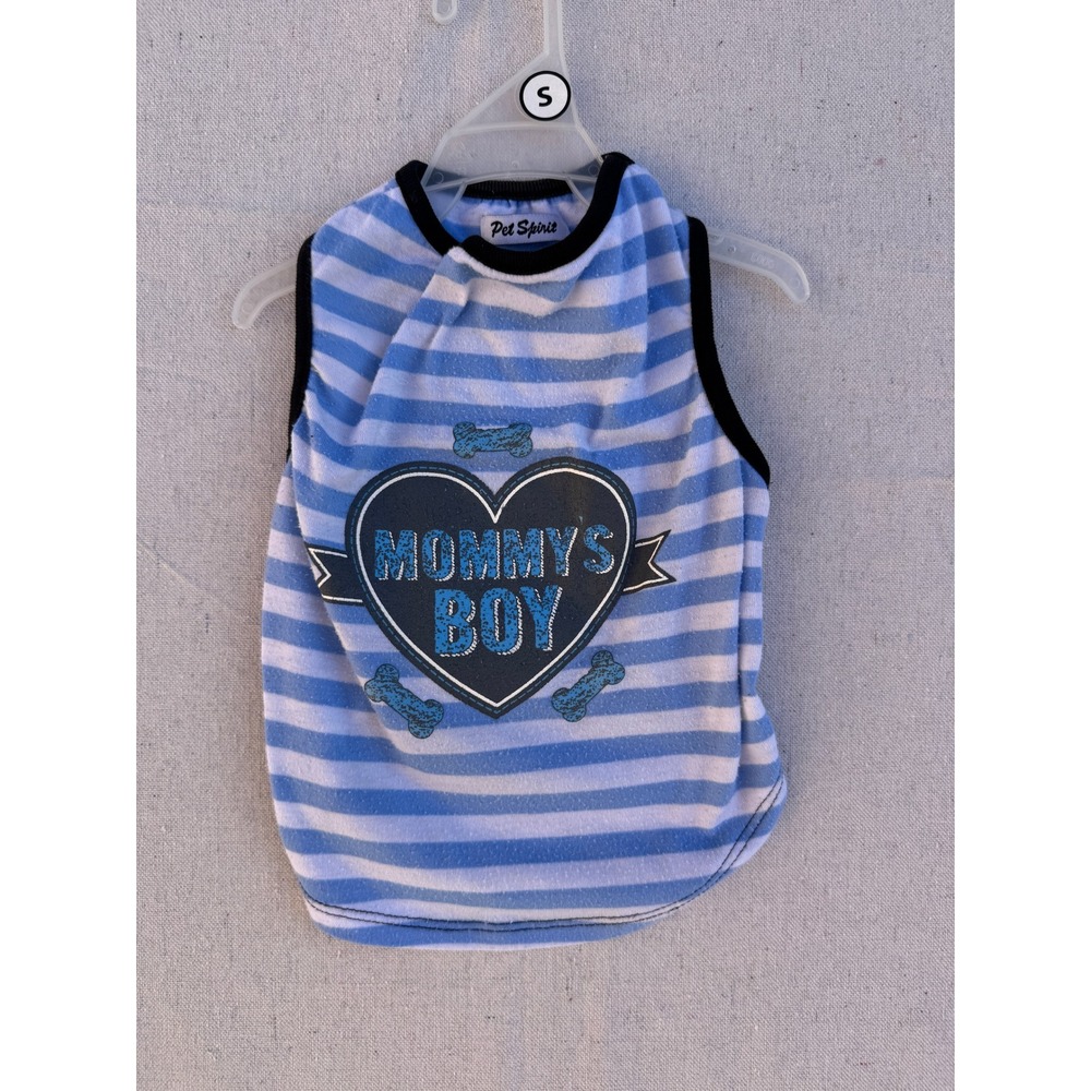 Pet Spirit Mommys Boy Dog Tank Top Blue White Striped Small Pet Shirt